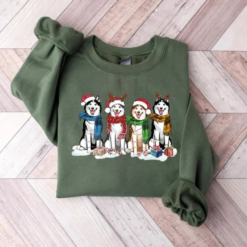 Husky Christmas Dog Sweatshirt, Dog Christmas Shirt, Husky shirt, Gift for Dog Lover, Holiday Sweater, New Year Shirt, Xmas Tee
