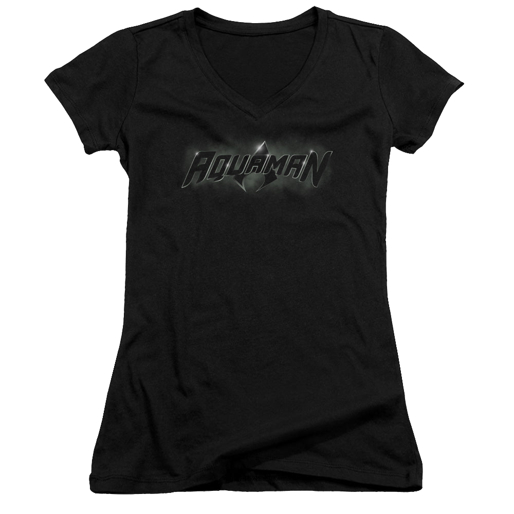 Aquaman Aquaman Title - Juniors V-Neck T-Shirt