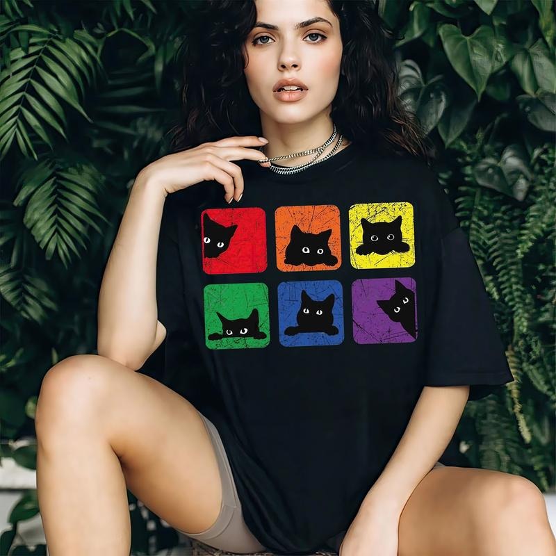 LGBT Ally Cat T Shirt Hoodie Sweater Pride Cat Shirt Pride Parade Shirt Purride Cat Shirt LGBT Flag Shirt Cat Lover Gift Rainbow Cat Lesbian Gay Gift
