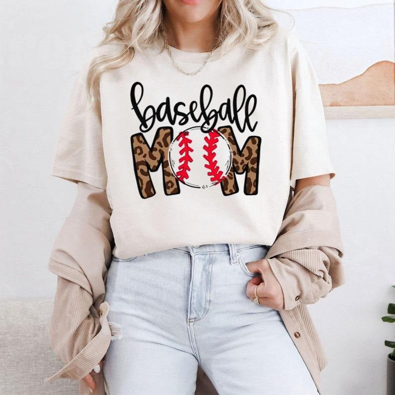 Leopard Baseball mom bleached shirts Leopard Bleached Shirt Bleached shirts sublimated shirts Gifts Mom Shirts