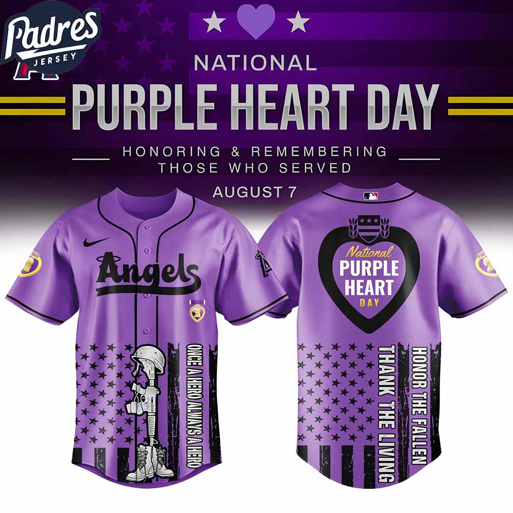 Los Angeles Angels MLB X Purple Heart Day Personalized Baseball Jersey - Padres Jersey Oasis: Elevate Your Baseball Style Game