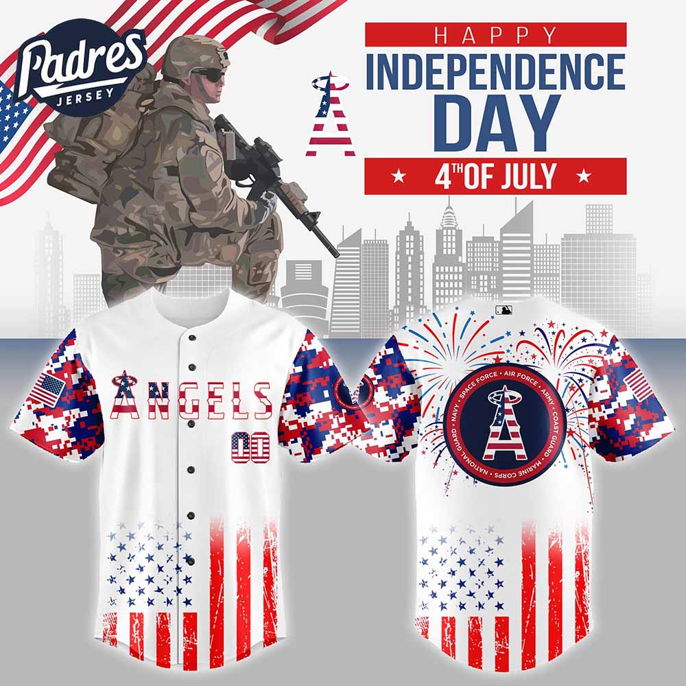 Los Angeles Angels MLB X The 4th Of July X Military Personalized Baseball Jersey - Padres Jersey Oasis: Elevate Your Baseball Style Game