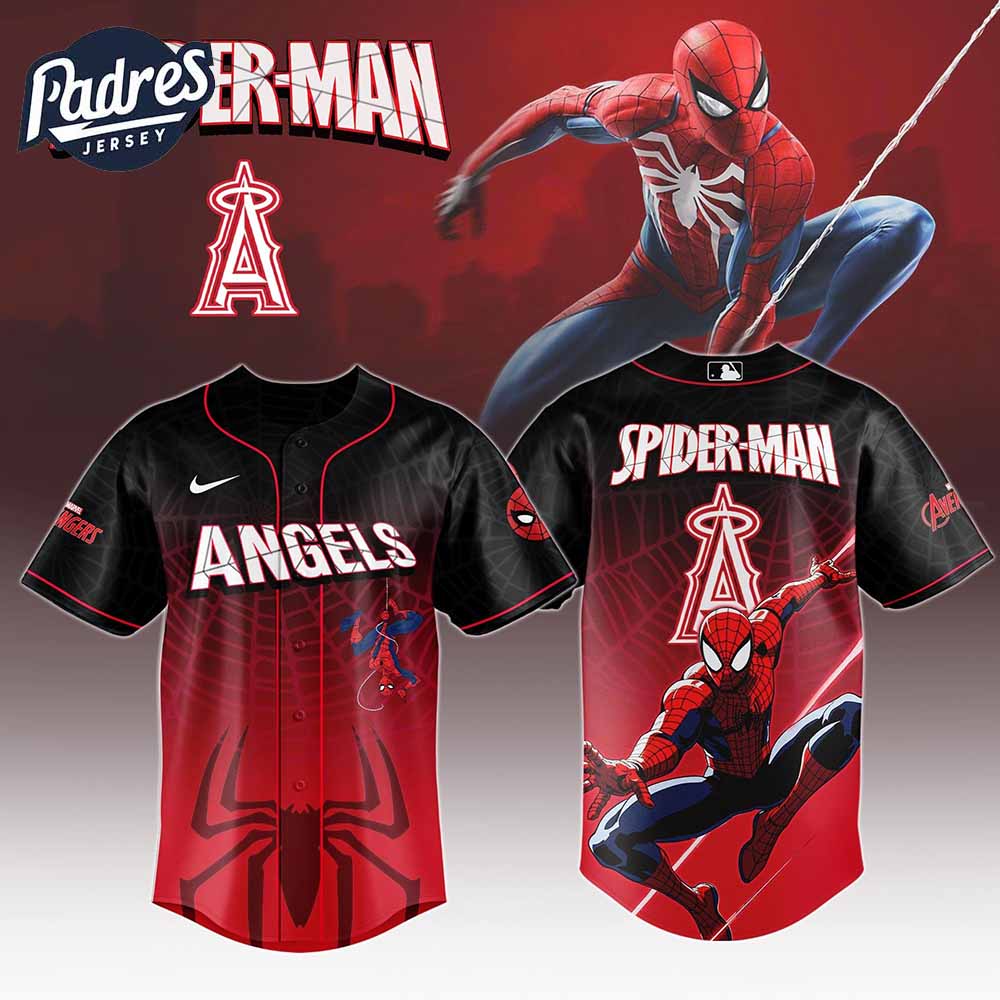 Los Angeles Angels MLB x Spider Man Game Night Baseball Jersey Outfit - Padres Jersey Oasis: Elevate Your Baseball Style Game