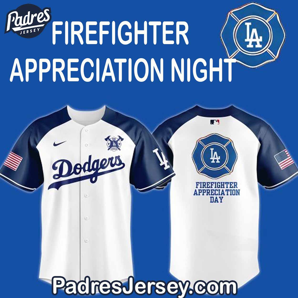 Los Angeles Dodgers Firefighter Appreciation Night Baseball Jersey Outfit - Padres Jersey Oasis: Elevate Your Baseball Style Game