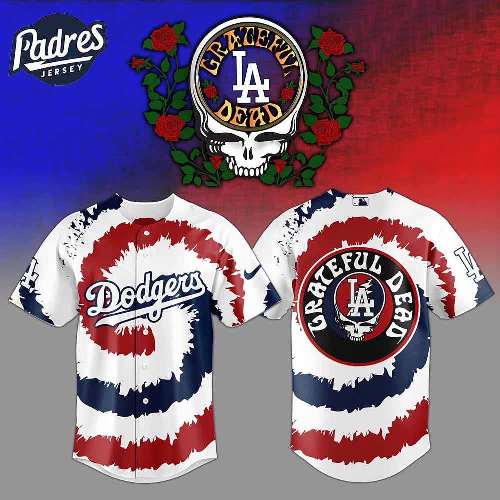 Los Angeles Dodgers MLB x Grateful Dead Personalized Baseball Jersey Outfit - Padres Jersey Oasis: Elevate Your Baseball Style Game