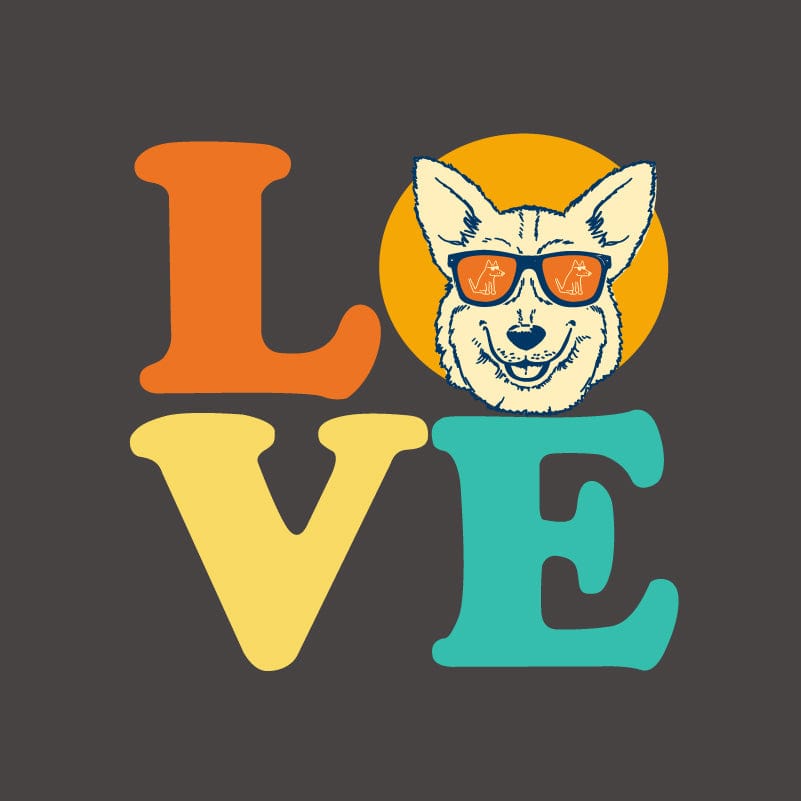 Dog Love (Corgi) - Ladies Curvy V-Neck Tee