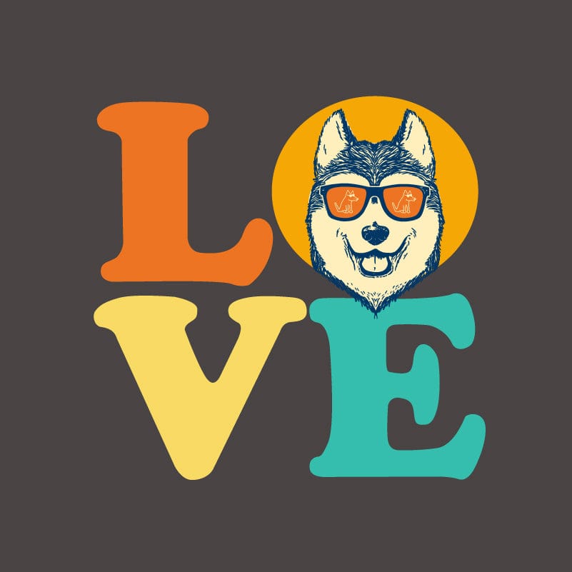 Dog Love (Husky) - Ladies Curvy V-Neck Tee