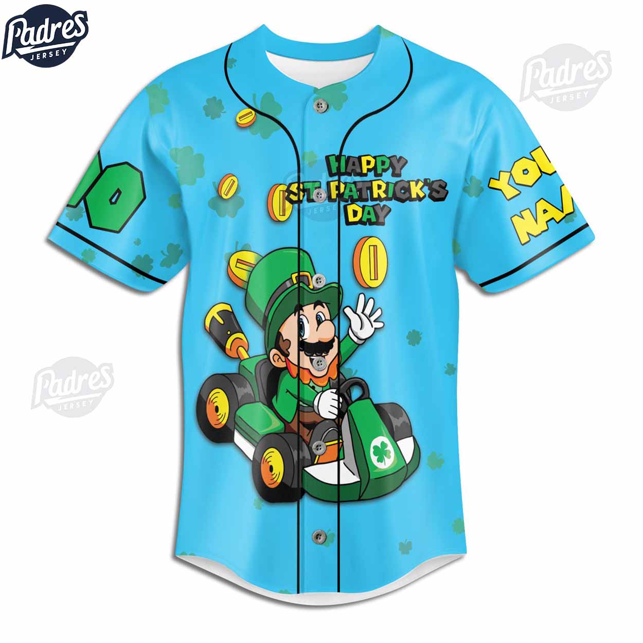 Luigi Day Happy St.patrick's Day Baseball Jersey Style - Padres Jersey Oasis: Elevate Your Baseball Style Game