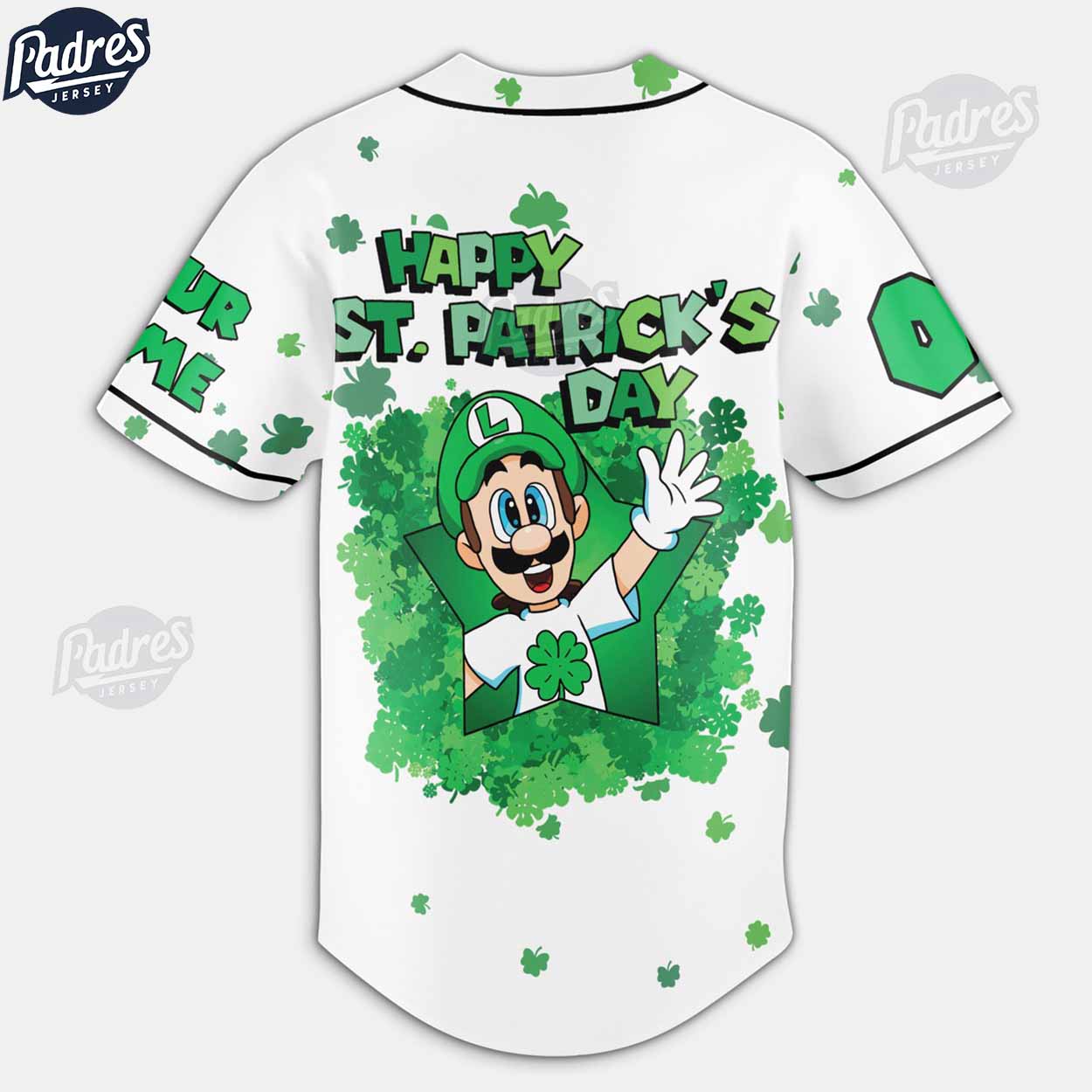 Luigi Day Happy st.Patrick's Day Custom Baseball Jersey Shirt - Padres Jersey Oasis: Elevate Your Baseball Style Game