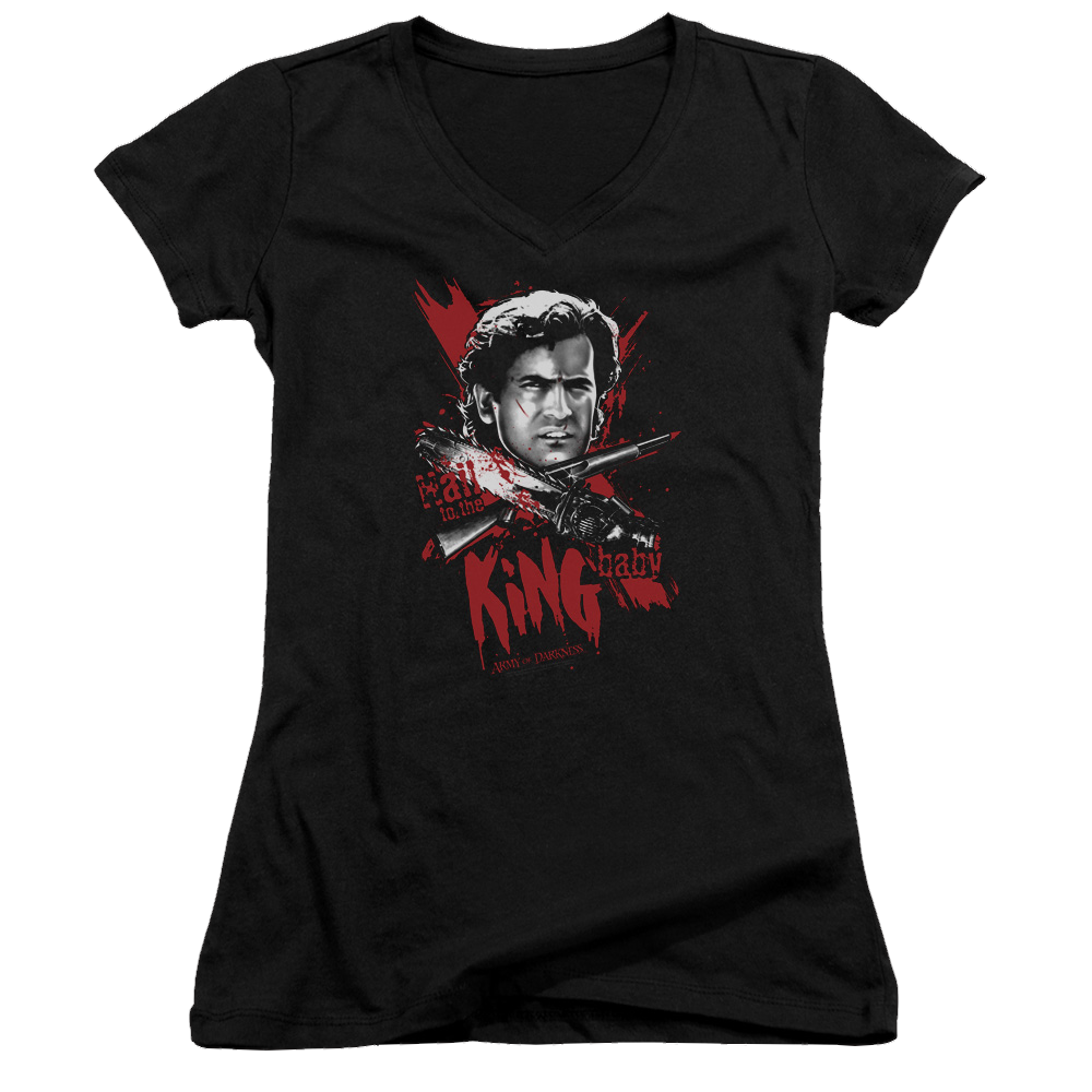 Army Of Darkness Hail To The King - Juniors V-Neck T-Shirt