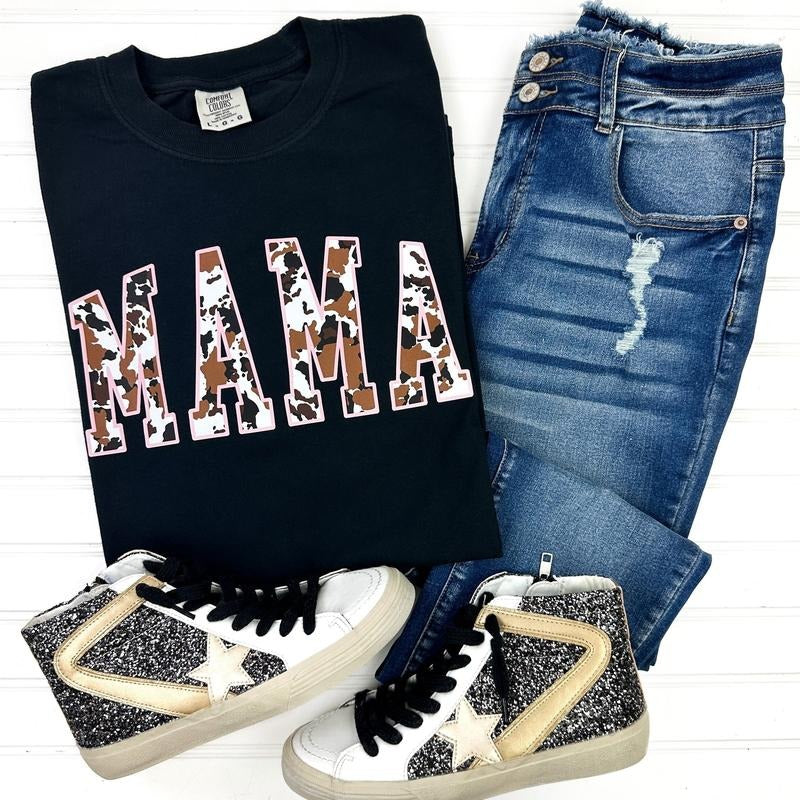Mama Cow Print Comfort Colors T-Shirt