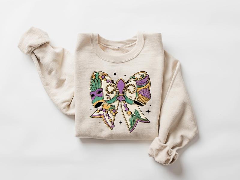 Mardi Gras Coquette Sweatshirt, Mardi Gras Vibes Sweatshirt, Louisiana Mardi Gras Sweatshirt, Mardi Gras Carnival