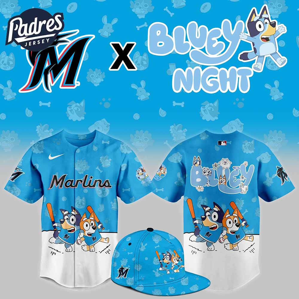 Miami Marlins Bluey Night Baseball Jersey Outfit - Padres Jersey Oasis: Elevate Your Baseball Style Game
