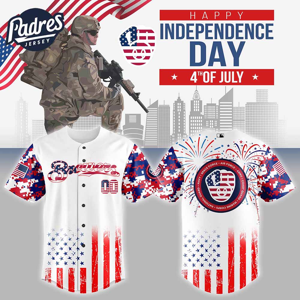 Milwaukee Brewers MLB X The 4th Of July X Military Personalized Baseball Jersey - Padres Jersey Oasis: Elevate Your Baseball Style Game