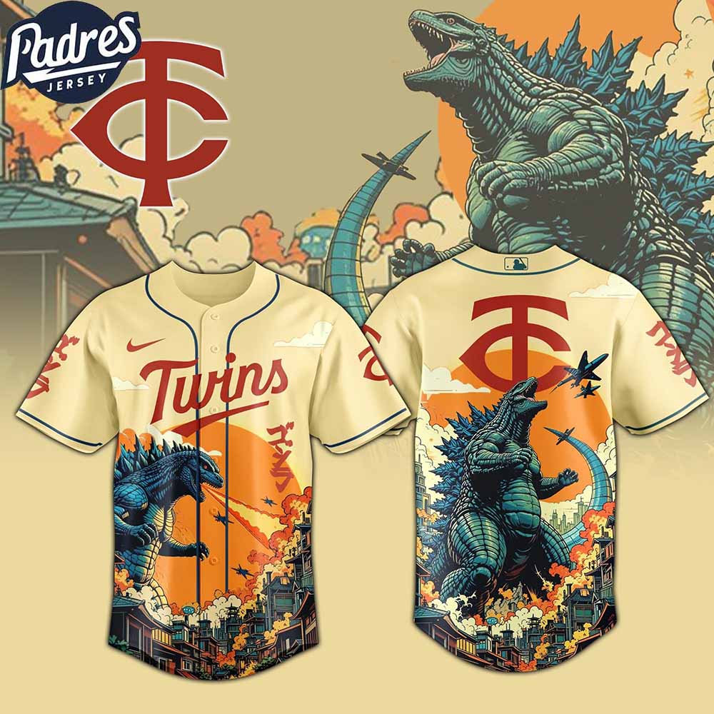 Minnesota Twins MLB X Godzilla Custom New Baseball Jersey - Padres Jersey Oasis: Elevate Your Baseball Style Game