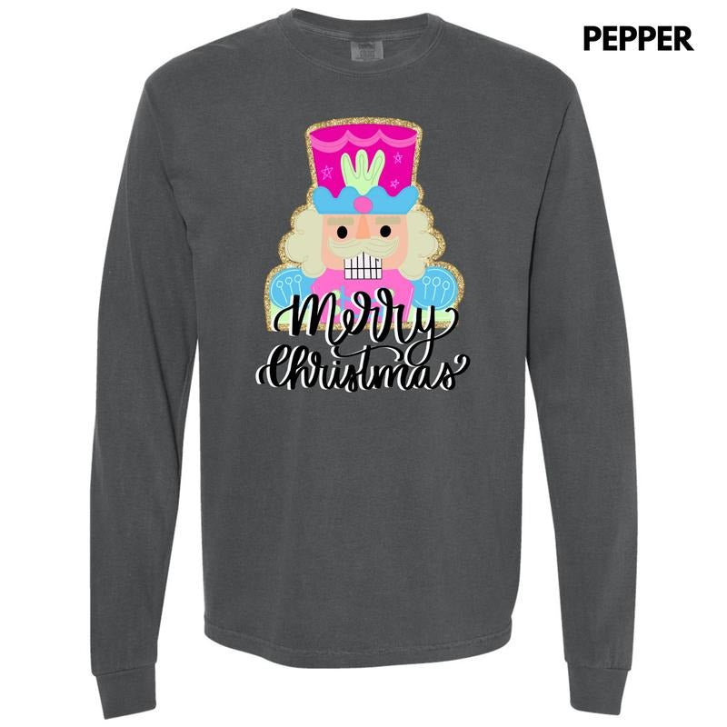 Mr. Nutcracker Merry Christmas Long Sleeve Comfort Colors T-Shirt 'NLB'