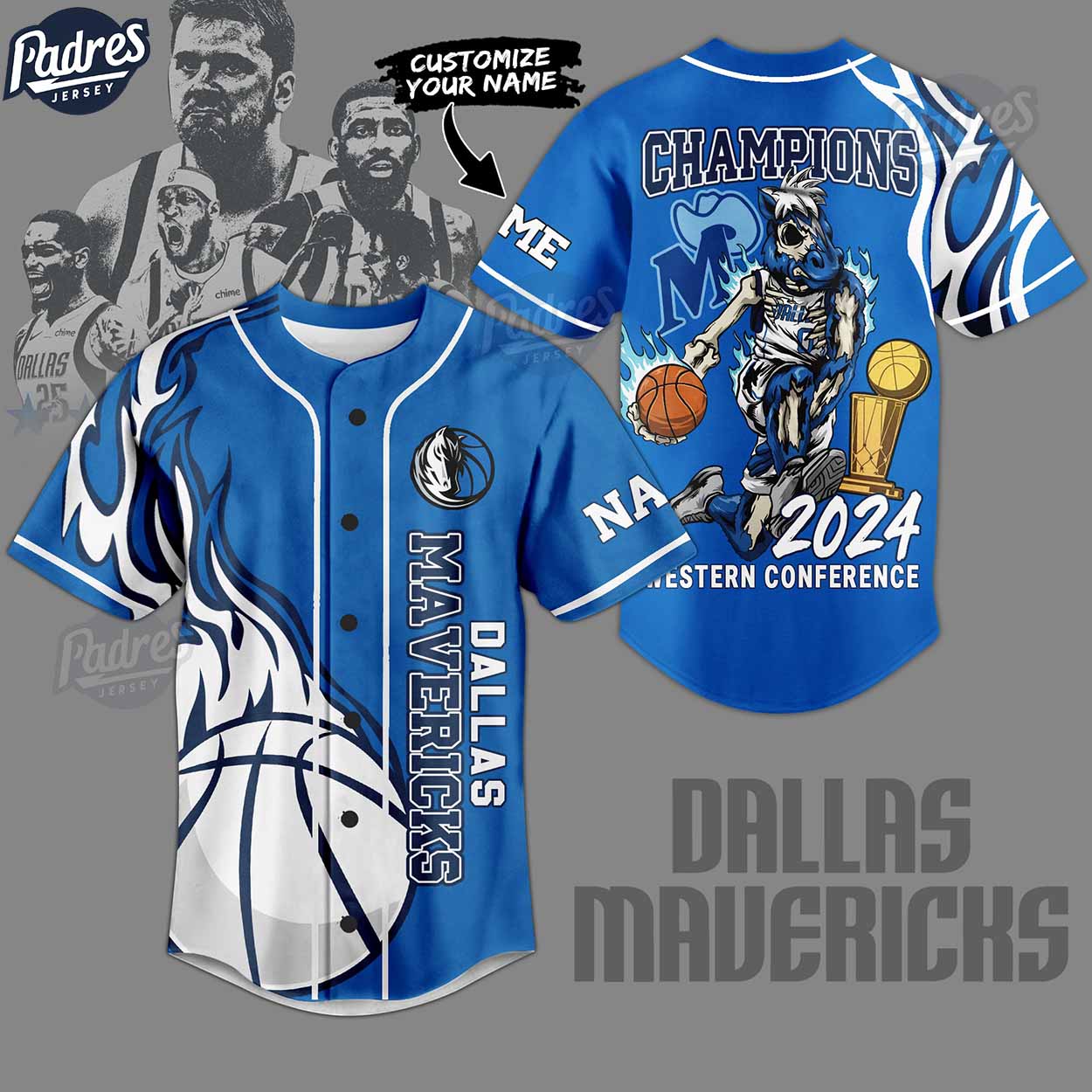 NBA Dallas Mavericks Skull Horse Custom Blue Baseball Jersey Style - Padres Jersey Oasis: Elevate Your Baseball Style Game