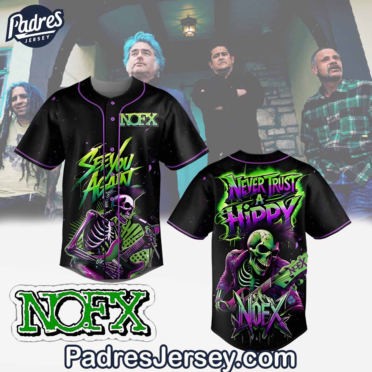 NOFX Band See You Again 3D Baseball Jersey Outfit - Padres Jersey Oasis: Elevate Your Baseball Style Game