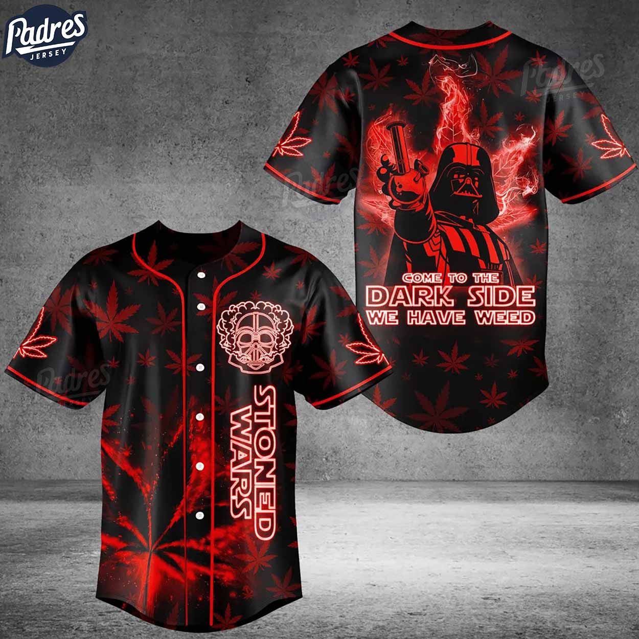 Neon Marijuana Starwars Darth Vader Baseball Jersey Style - Padres Jersey Oasis: Elevate Your Baseball Style Game