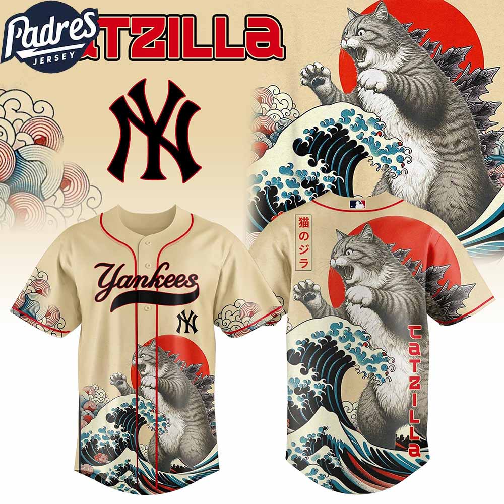 New York Yankees MLB X Catzilla Personalized Baseball Jersey - Padres Jersey Oasis: Elevate Your Baseball Style Game