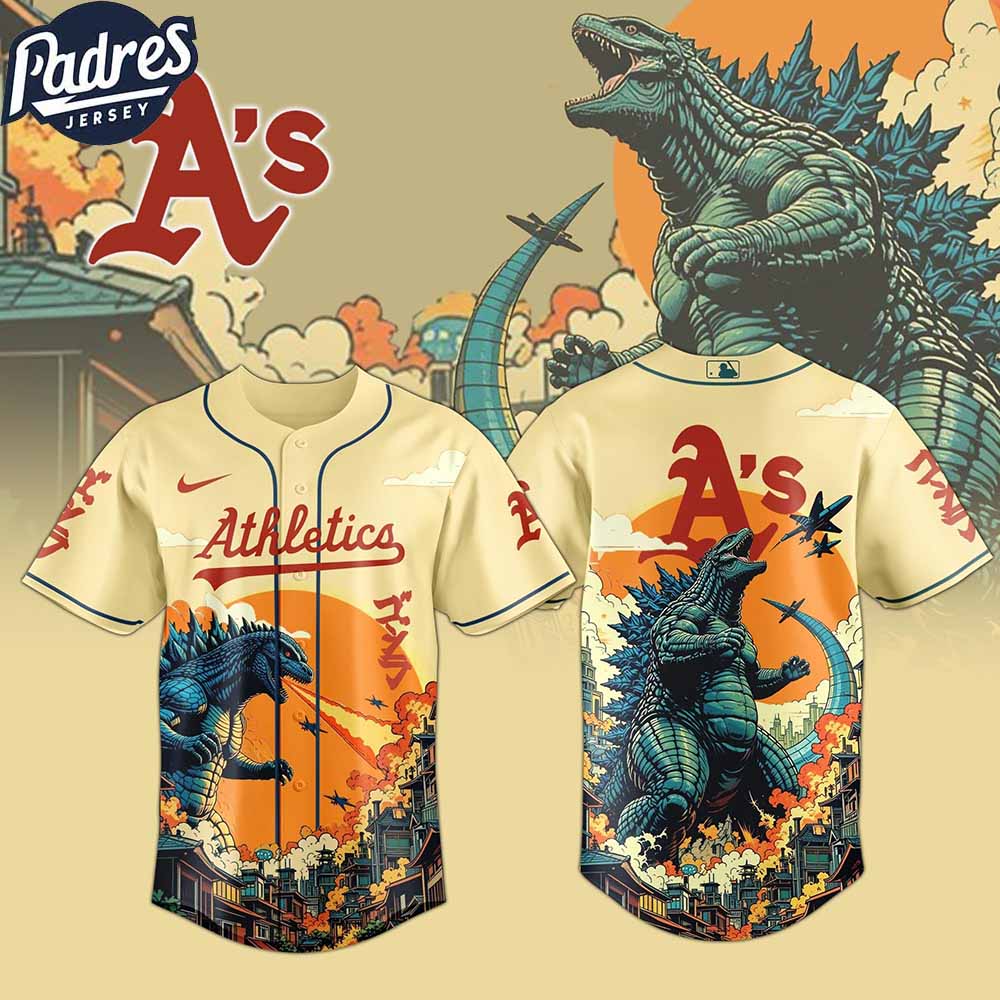 Oakland Athletics MLB X Godzilla Custom New Baseball Jersey - Padres Jersey Oasis: Elevate Your Baseball Style Game