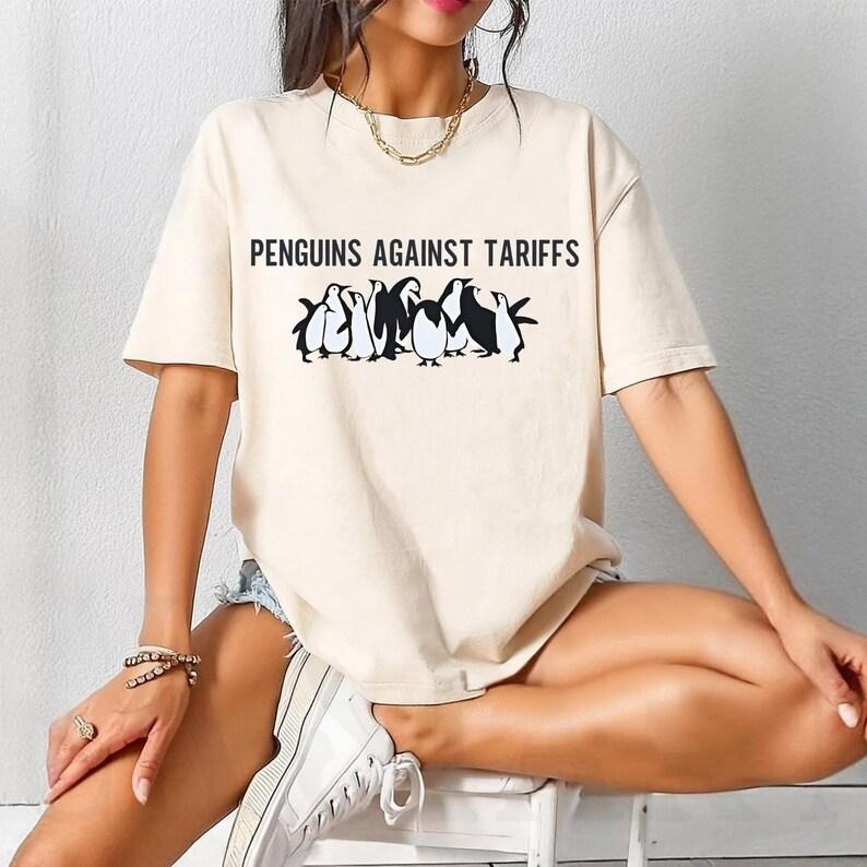 Penguins Against Tariff Unisex Tee, T-Shirt, Protest Penguin Shirt