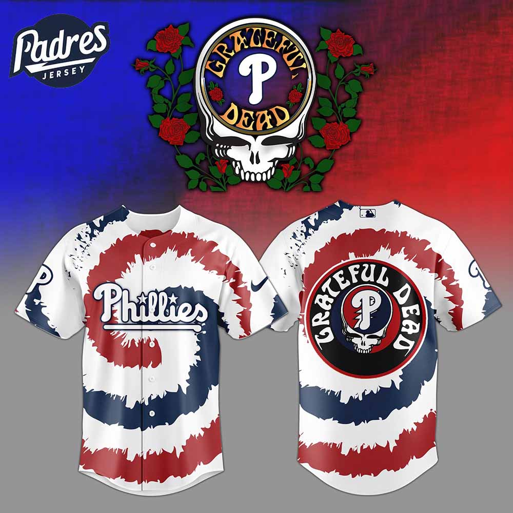 Philadelphia Phillies MLB x Grateful Dead Personalized Baseball Jersey Outfit - Padres Jersey Oasis: Elevate Your Baseball Style Game