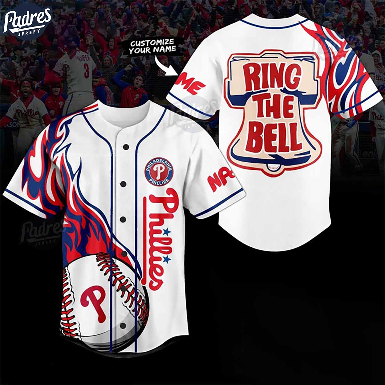 Philadelphia Phillies Ring The Bell Custom Baseball Style - Padres Jersey Oasis: Elevate Your Baseball Style Game
