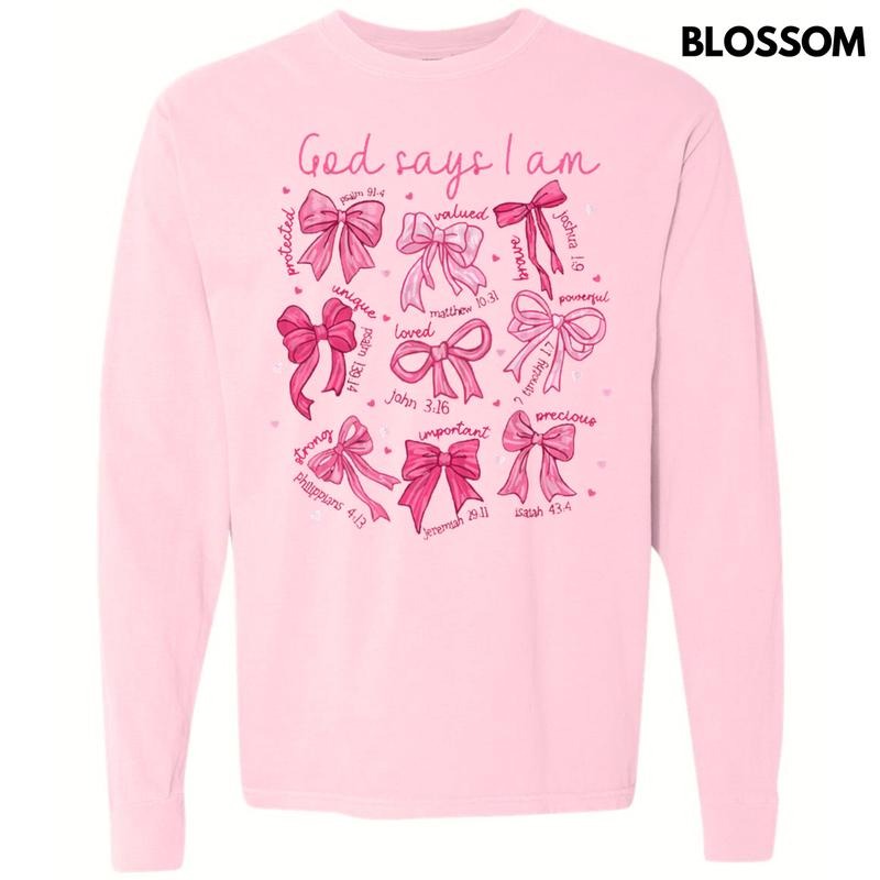 Pink God Says I Am Long Sleeve Comfort Colors T-Shirt