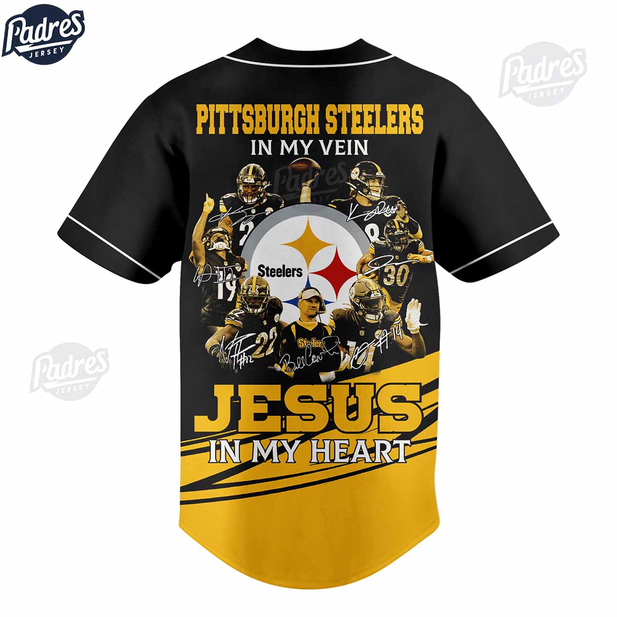 Pittsburgh Steelers In My Veins Jesus In My Heart Baseball Jersey Outfit - Padres Jersey Oasis: Elevate Your Baseball Style Game