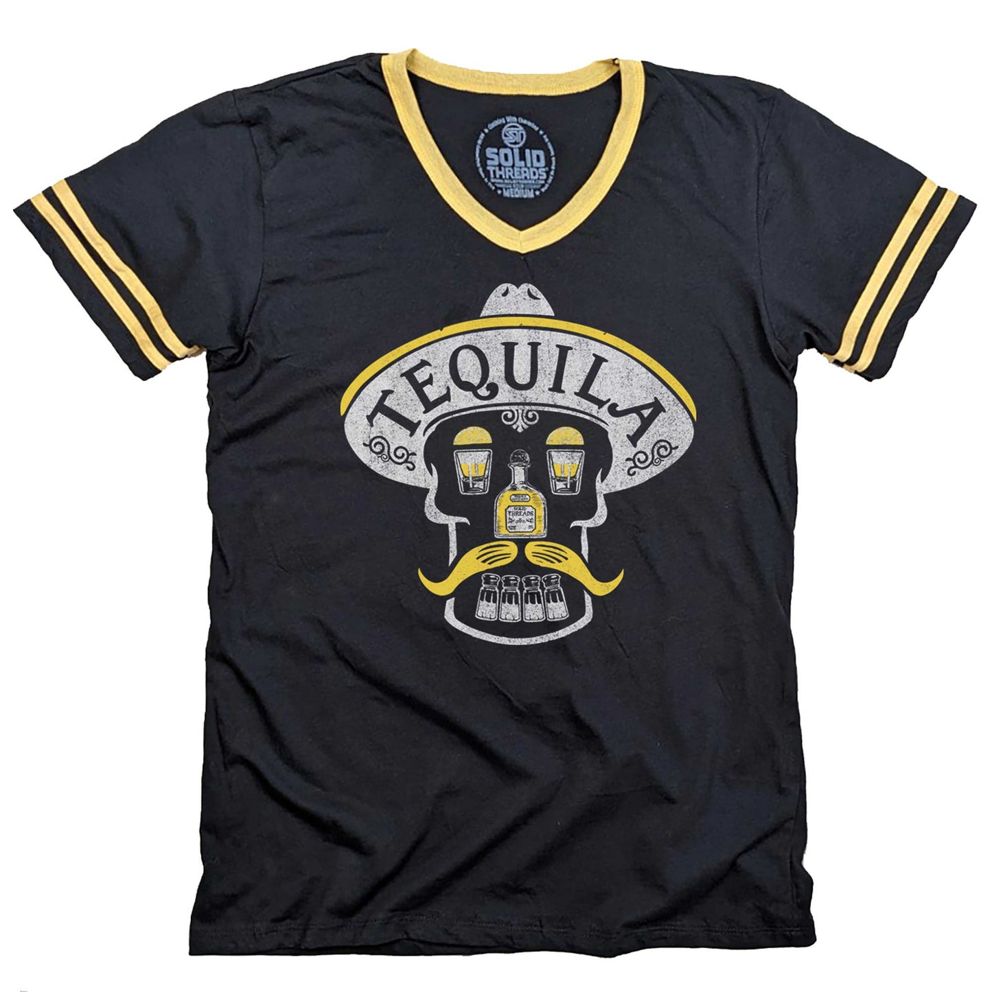 Tequila Skull Ringer V-Neck Tee