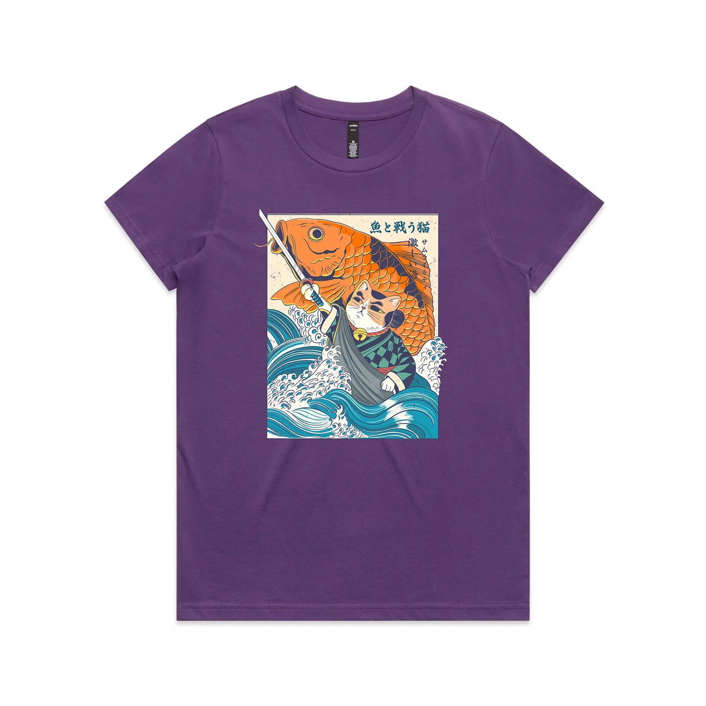 Samurai Cat And Koi Fish Tee