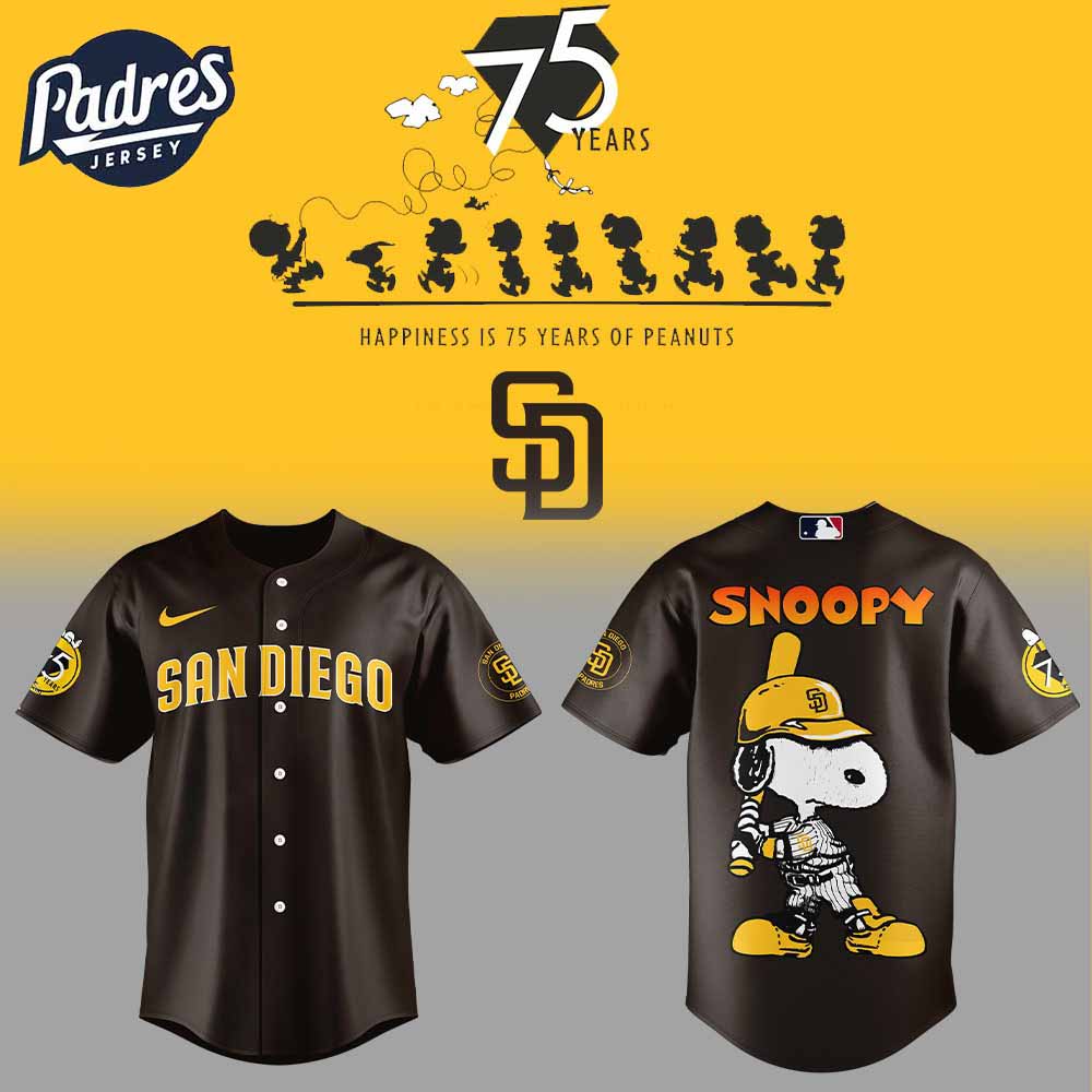 San Diego Padres x Snoopy 75th Anniversary Baseball Jersey - Padres Jersey Oasis: Elevate Your Baseball Style Game