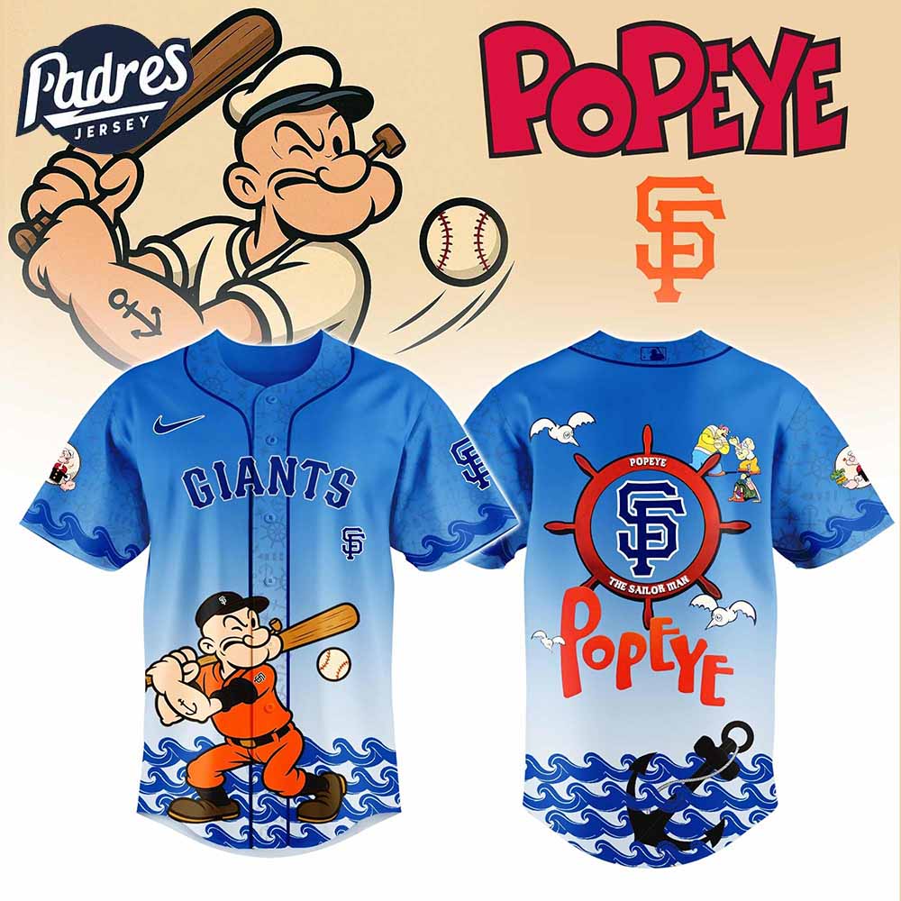 San Francisco Giants MLB x Popeye Baseball Jersey - Padres Jersey Oasis: Elevate Your Baseball Style Game