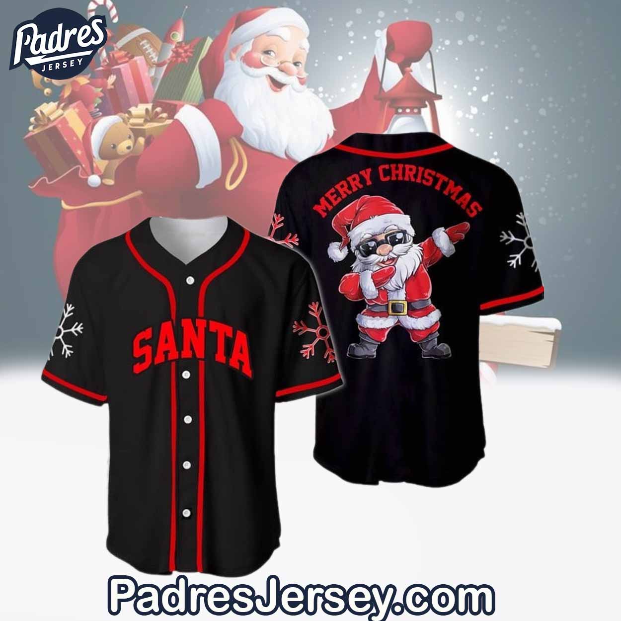 Santa Merry Christmas Baseball Jersey Outfit - Christmas Tree - Padres Jersey Oasis: Elevate Your Baseball Style Game