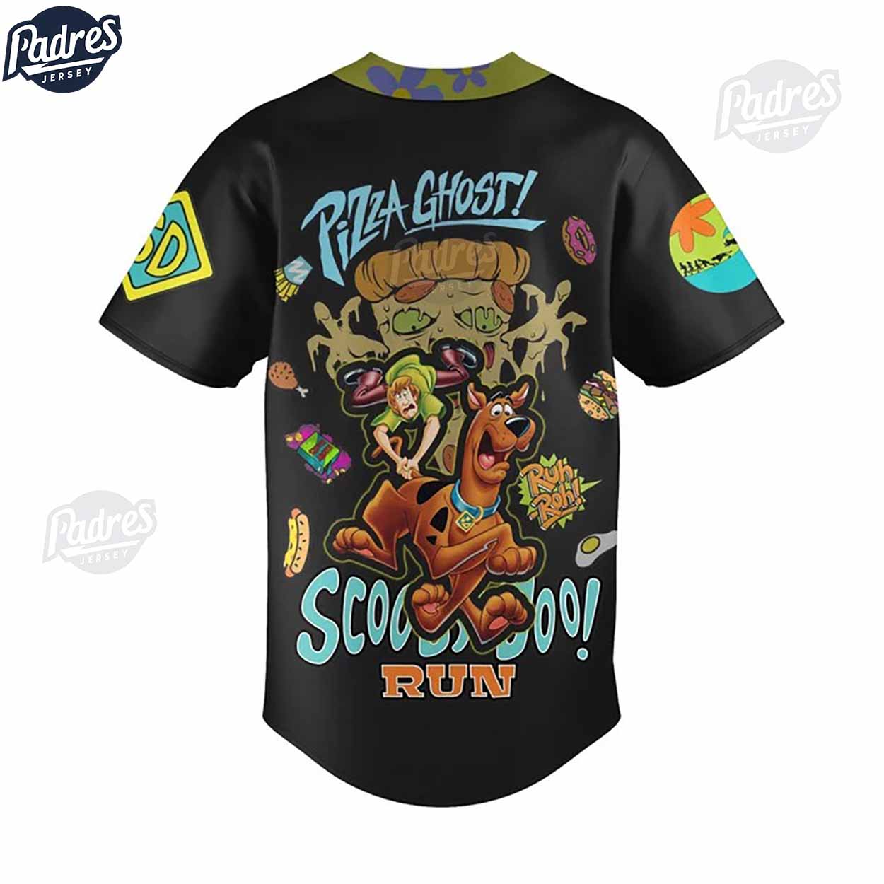 Scooby Doo Pizza Ghost Black Baseball Jersey - Padres Jersey Oasis: Elevate Your Baseball Style Game