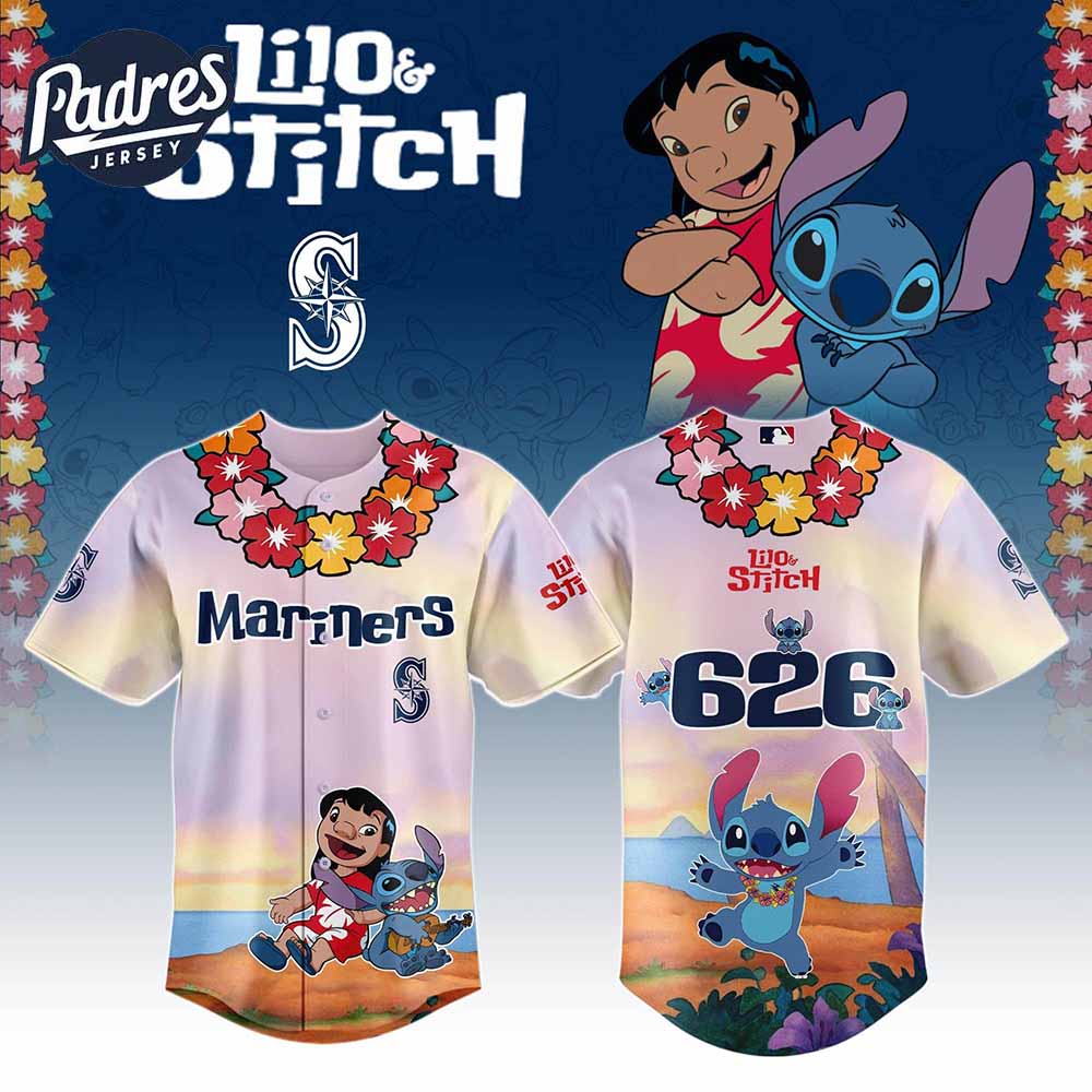 Seattle Mariners MLB X Lilo Stitch Personalized Baseball Jersey - Padres Jersey Oasis: Elevate Your Baseball Style Game