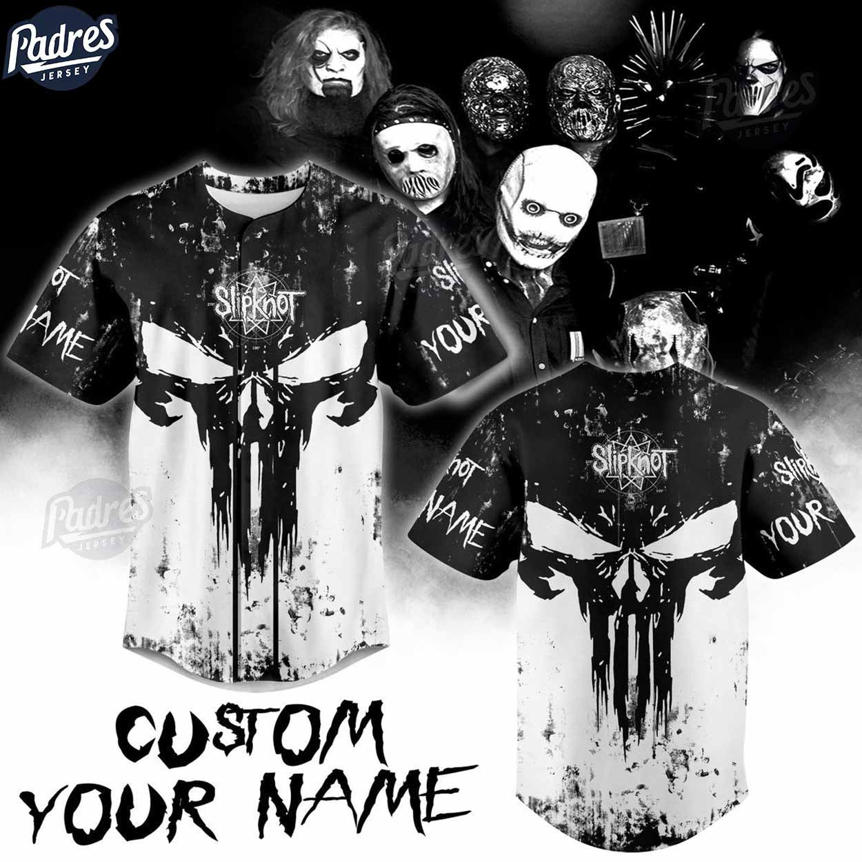 Slipknot Black And White Custom Name Baseball Jersey Style - Padres Jersey Oasis: Elevate Your Baseball Style Game