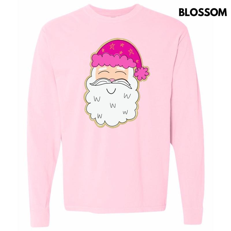 Smiling Cartoon Santa Long Sleeve Comfort Colors T-Shirt 'NLB'