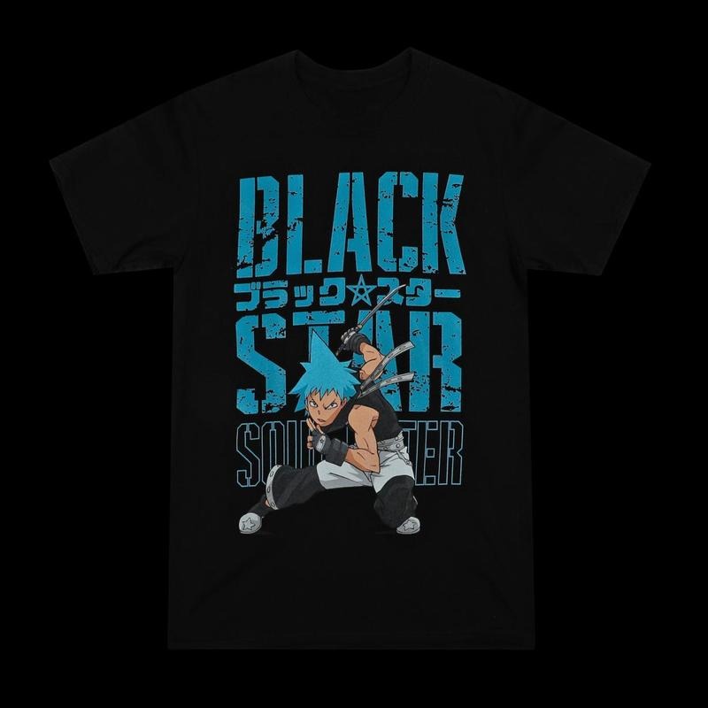 Soul Eater Black Star Black Shirt, Clean Lines, Minimalist Look, Ready to Go, No Effort Needed