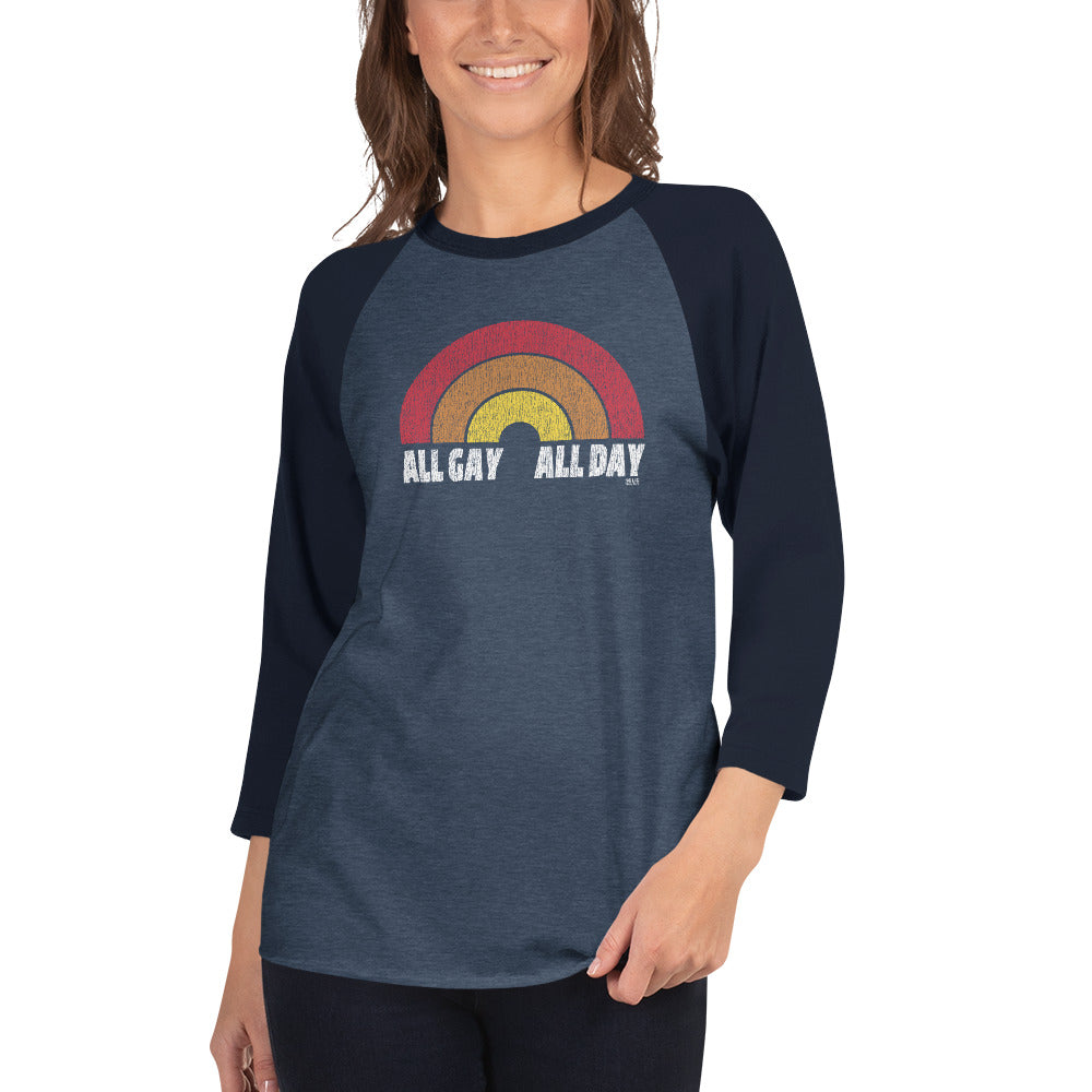 Unisex All Gay All Day 3/4 Sleeve Baseball Tee
