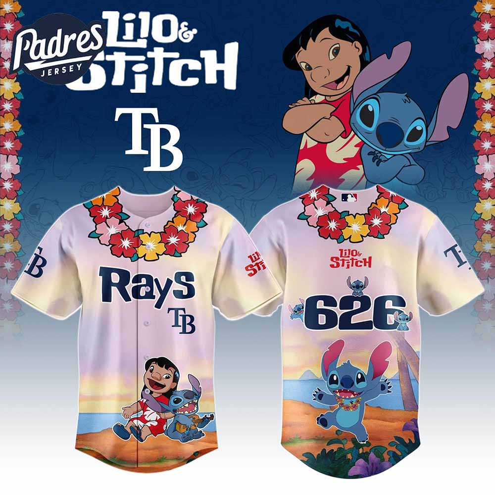 Tampa Bay Rays MLB X Lilo Stitch Personalized Baseball Jersey - Padres Jersey Oasis: Elevate Your Baseball Style Game