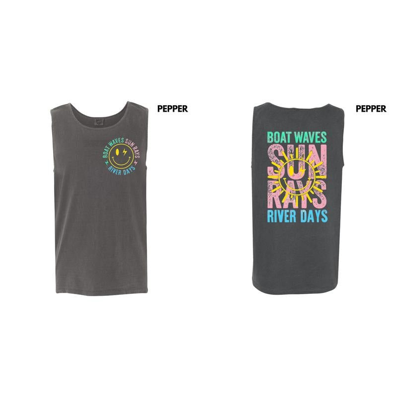 Tank Top - Boat Waves River Days Comfort Colors Tank Top