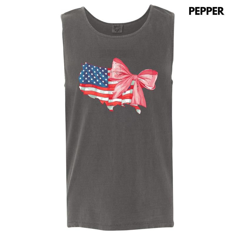 Tank Top - Bow USA Flag Comfort Colors Tank Top 'NLB'