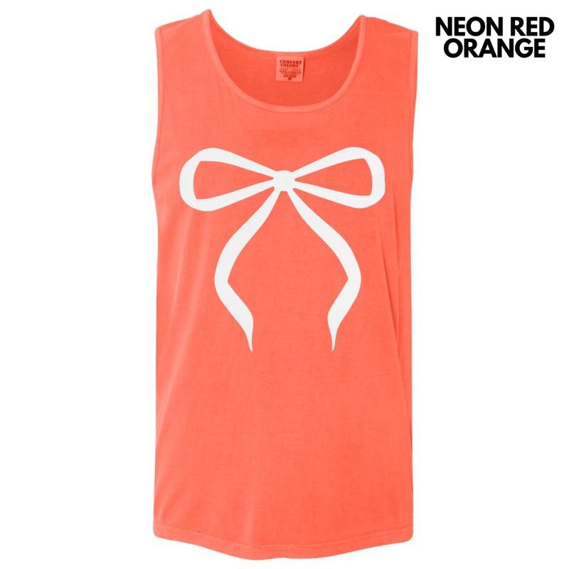 Tank Top - White Bow Coquette Puff Comfort Colors Tank Top
