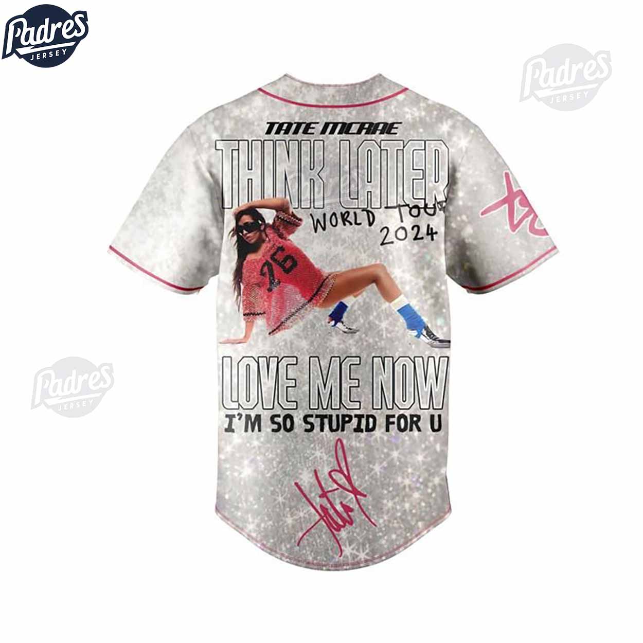 Tate McRae Think Later World Tour 2024 Baseball Jersey Outfit - Padres Jersey Oasis: Elevate Your Baseball Style Game