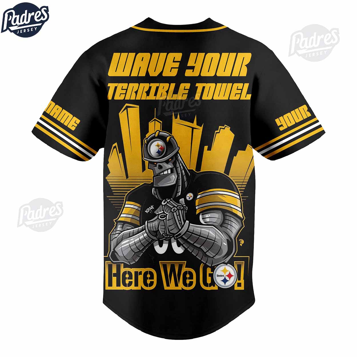 The Pittsburgh Steelers Wave Your Terrible Towel Here We Go Baseball Jersey Outfit - Padres Jersey Oasis: Elevate Your Baseball Style Game