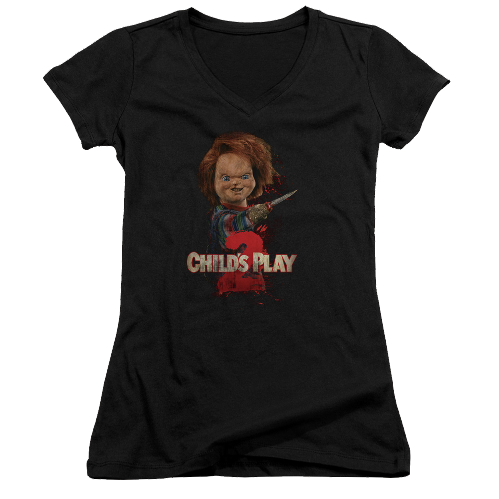 Child's Play Heres Chucky - Juniors V-Neck T-Shirt