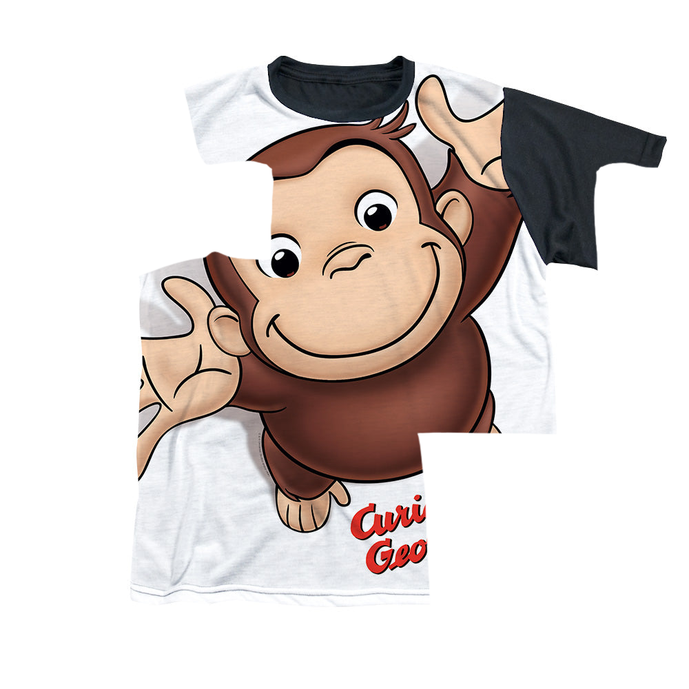 Curious George Hands In The Air - Youth Black Back T-Shirt