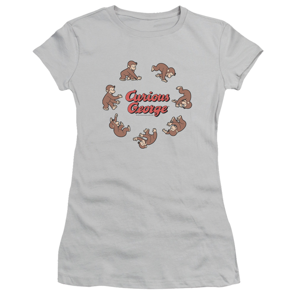 Curious George Rolling Fun Der - Juniors T-Shirt